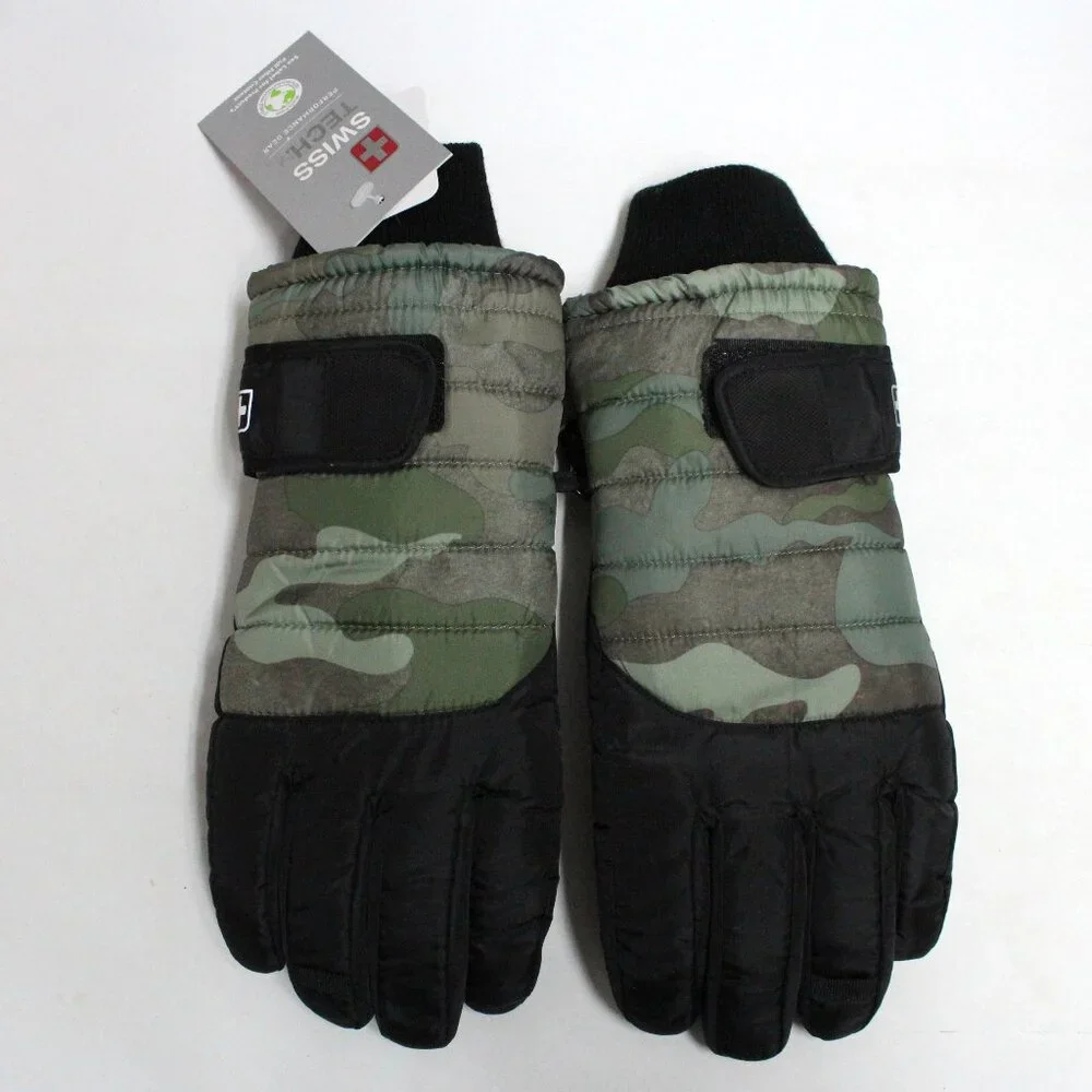 Swiss Tech L-XL Black and Camouflage Peakproof Waterproof Ski Glove